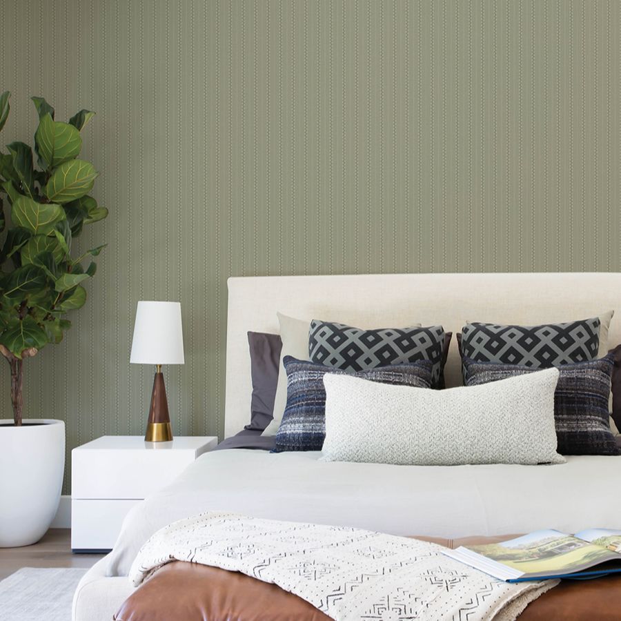 Purchase 4199-27779 Chesapeake Wallpaper, Curtis Moss Embellished Stripe - Modern Farmhouse12