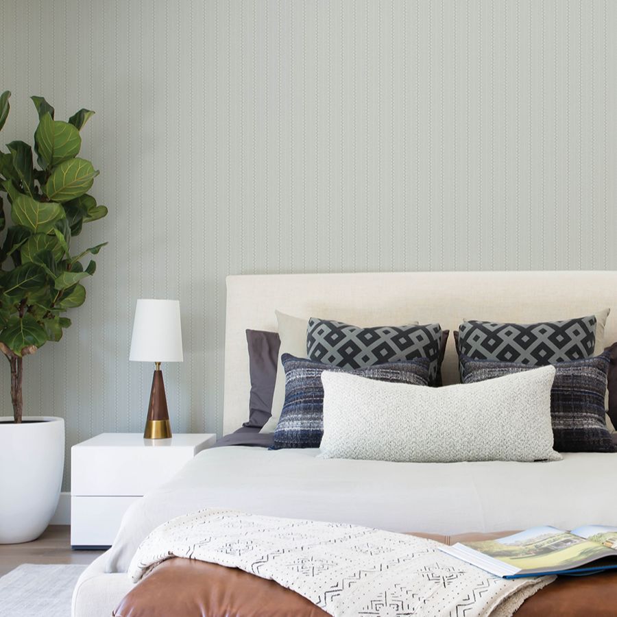 Purchase 4199-27780 Chesapeake Wallpaper, Curtis Aqua Embellished Stripe - Modern Farmhouse12