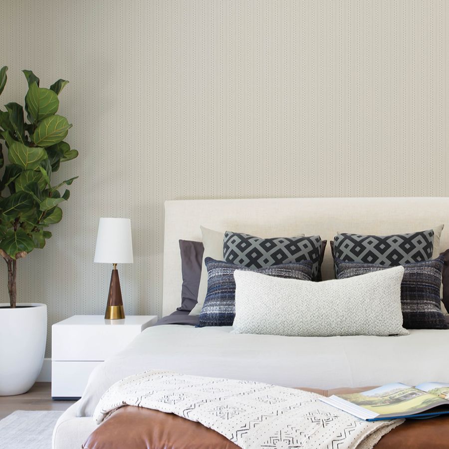 Purchase 4199-27781 Chesapeake Wallpaper, Curtis Khaki Embellished Stripe - Modern Farmhouse12
