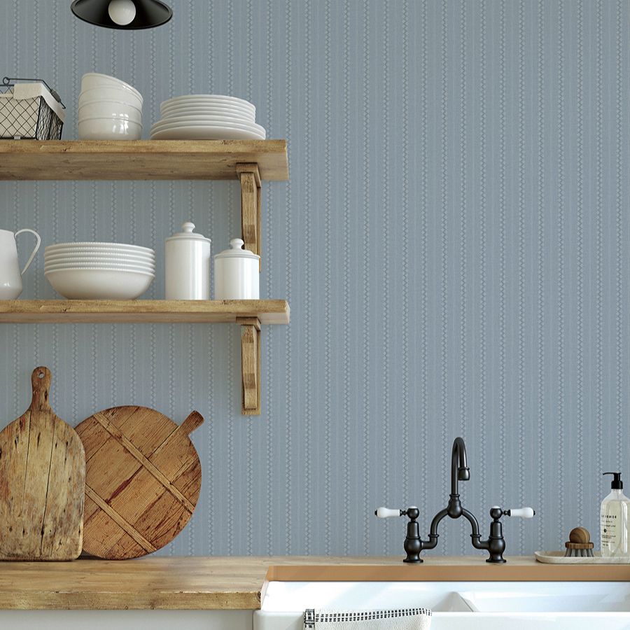 Purchase 4199-27783 Chesapeake Wallpaper, Curtis Blue Embellished Stripe - Modern Farmhouse1