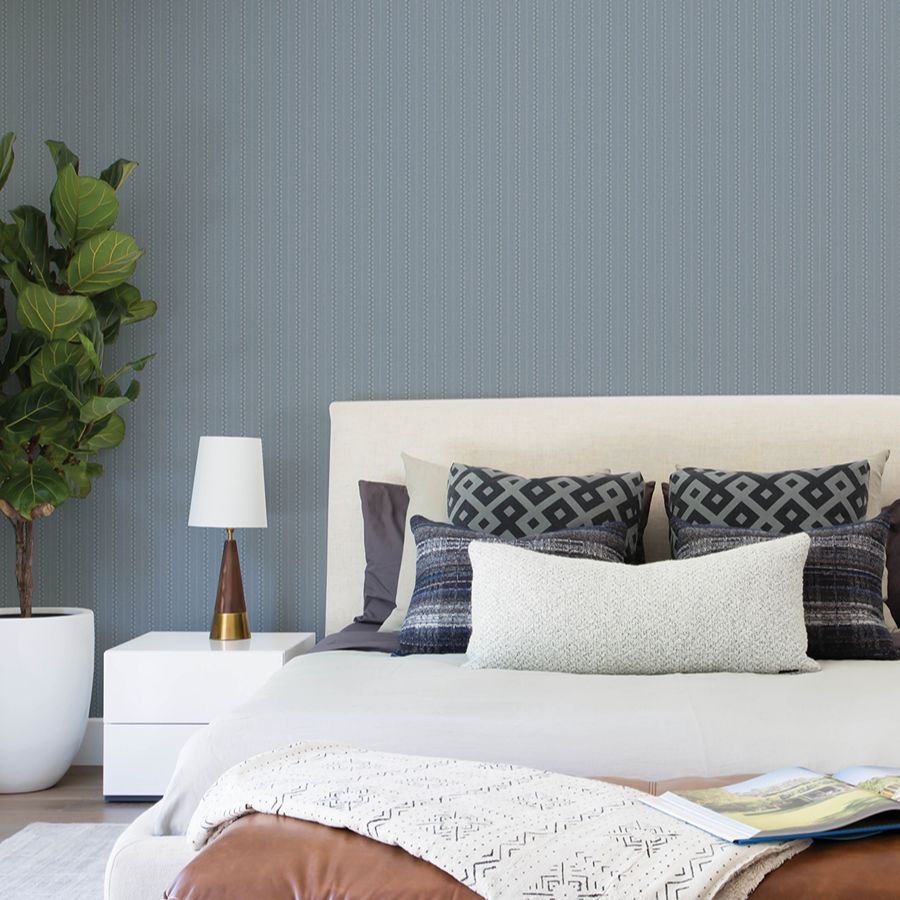 Purchase 4199-27783 Chesapeake Wallpaper, Curtis Blue Embellished Stripe - Modern Farmhouse12