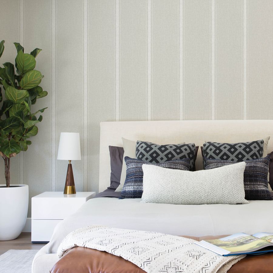 Purchase 4199-70070 Chesapeake Wallpaper, Linette Beige Fabric Stripe - Modern Farmhouse12