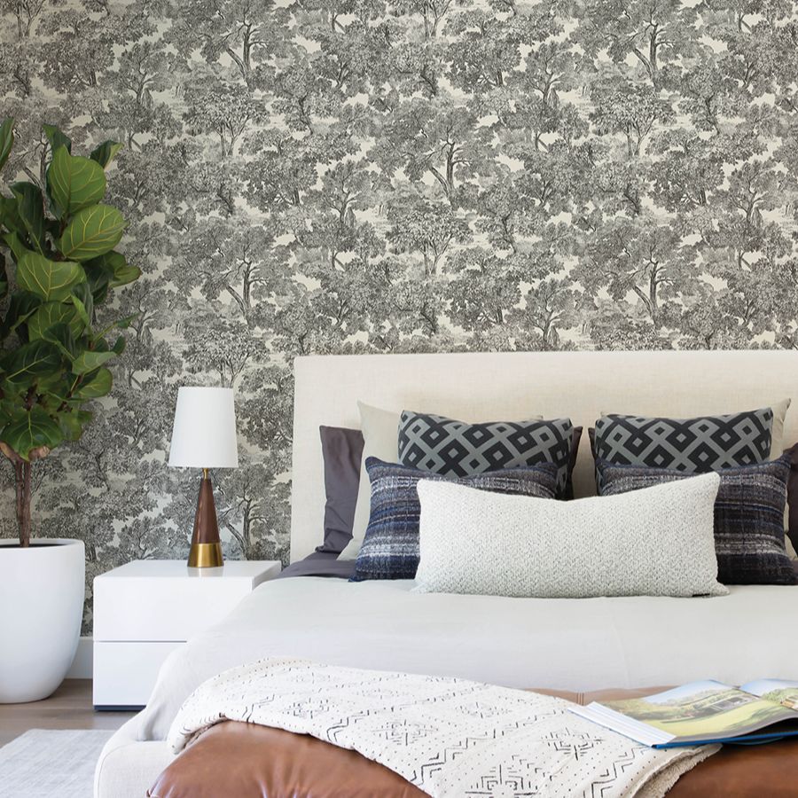 Purchase 4199-72558 Chesapeake Wallpaper, Spinney Black Toile - Modern Farmhouse12