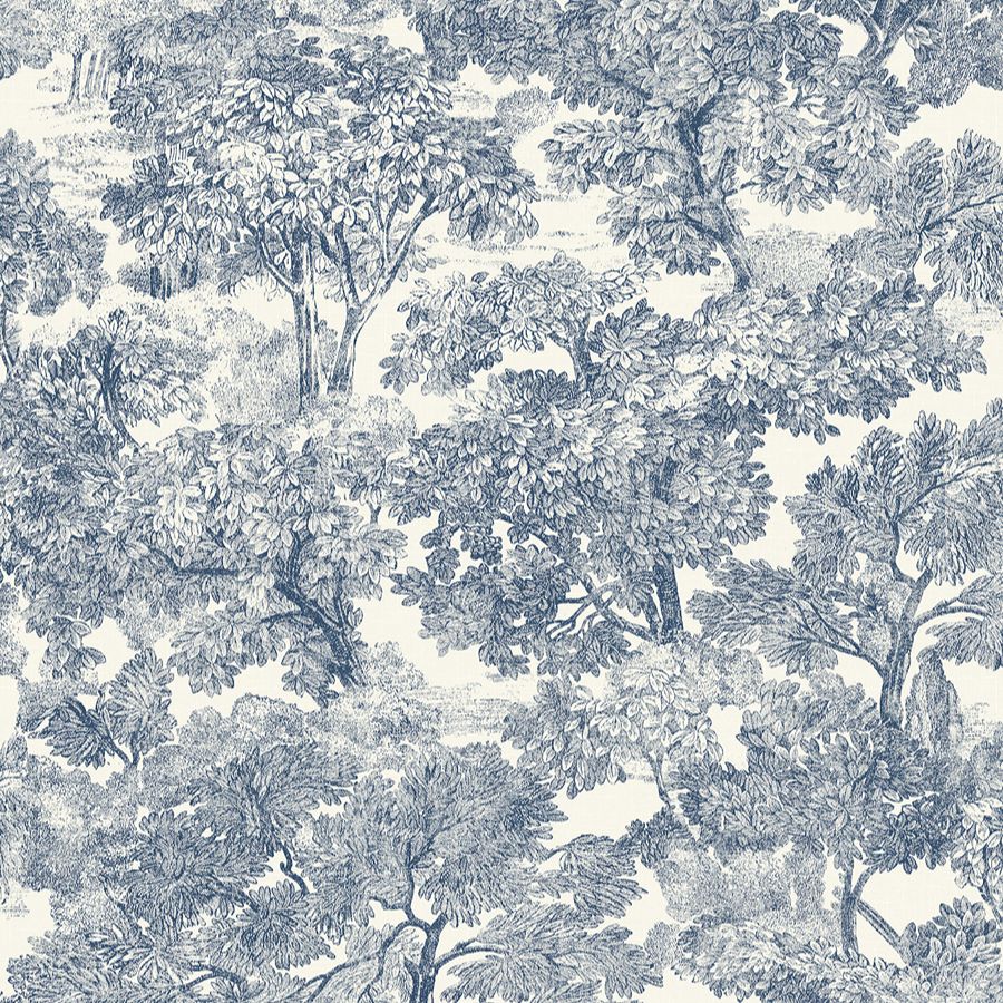 Purchase 4199-72559 Chesapeake Wallpaper, Spinney Blue Toile - Modern Farmhouse