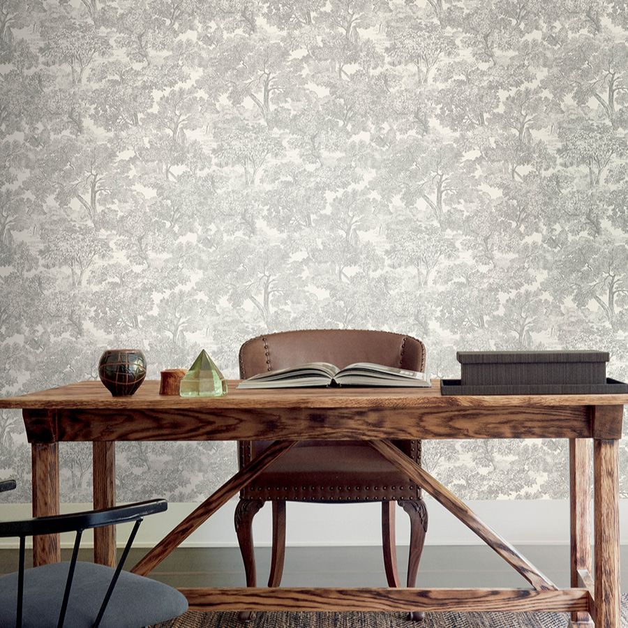 Purchase 4199-72560 Chesapeake Wallpaper, Spinney Grey Toile - Modern Farmhouse1