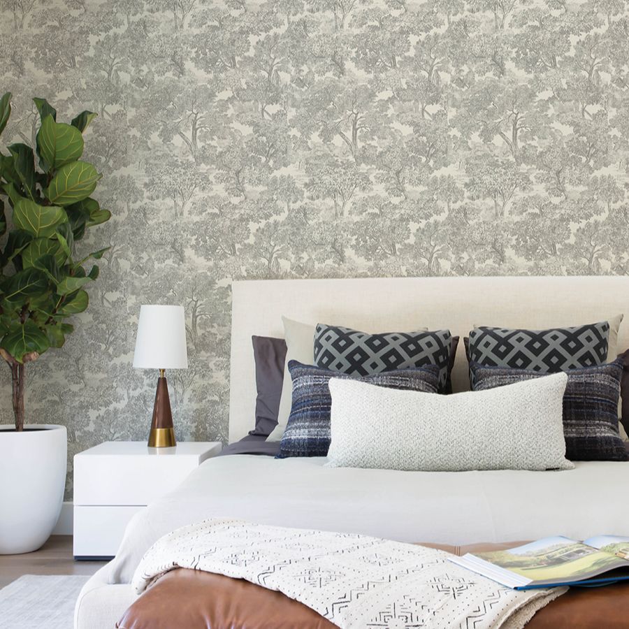 Purchase 4199-72560 Chesapeake Wallpaper, Spinney Grey Toile - Modern Farmhouse12