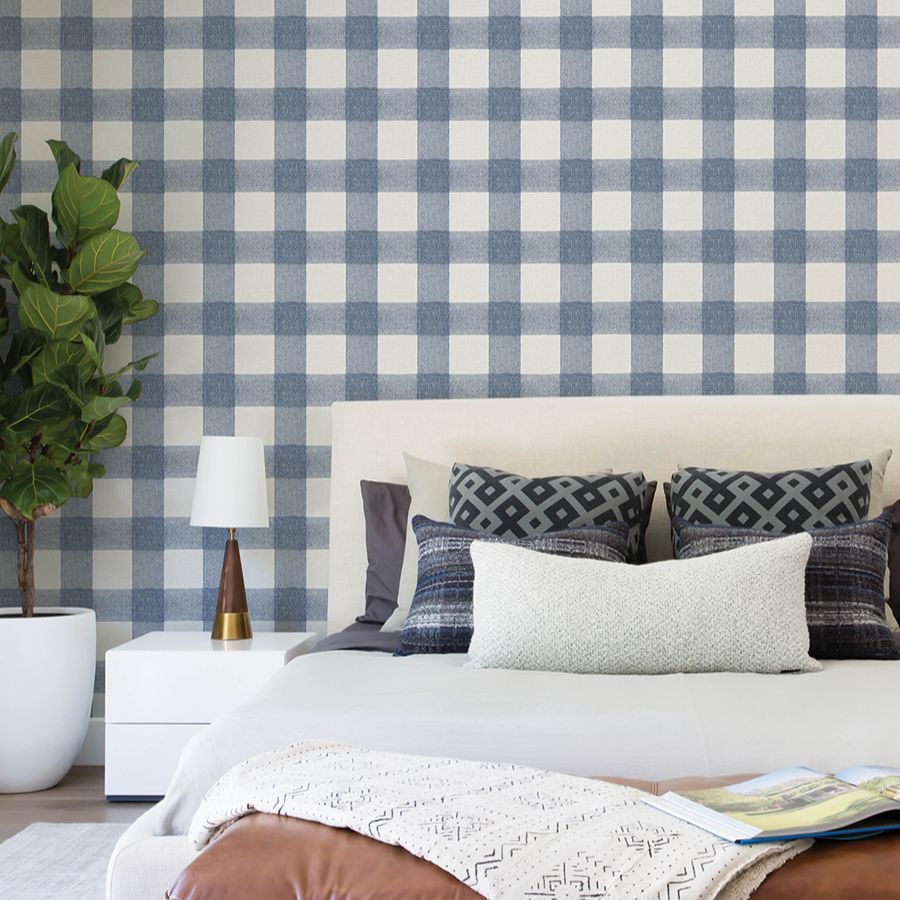 Purchase 4199-83420 Chesapeake Wallpaper, Thorpe Blue Plaid - Modern Farmhouse12