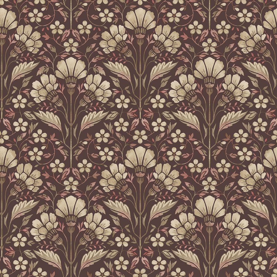 Purchase 4199-83700 Chesapeake Wallpaper, Edith Burgundy Floral Damask - Modern Farmhouse