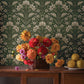 Purchase 4199-83701 Chesapeake Wallpaper, Edith Green Floral Damask - Modern Farmhouse1