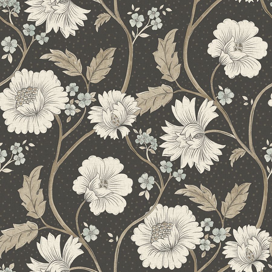 Purchase 4199-83707 Chesapeake Wallpaper, Hazel Black Floral Trail - Modern Farmhouse