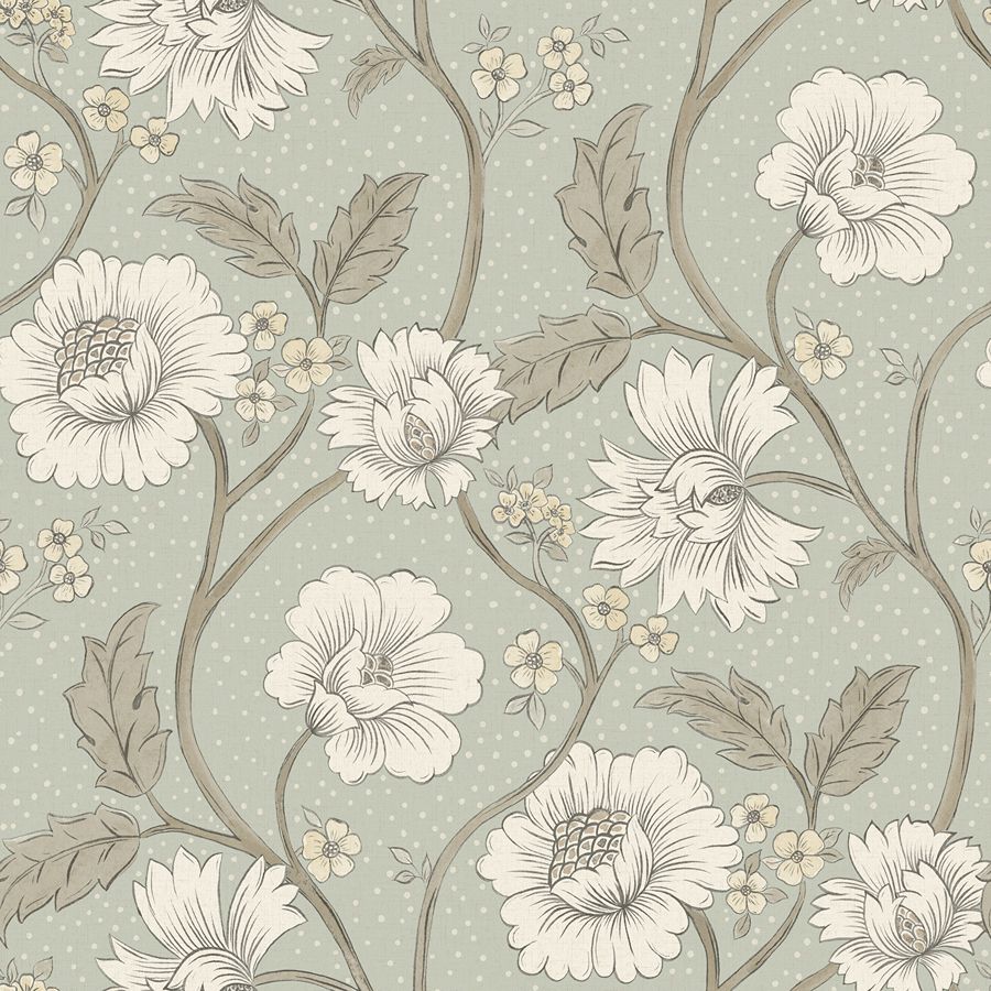 Purchase 4199-83708 Chesapeake Wallpaper, Hazel Aqua Floral Trail - Modern Farmhouse