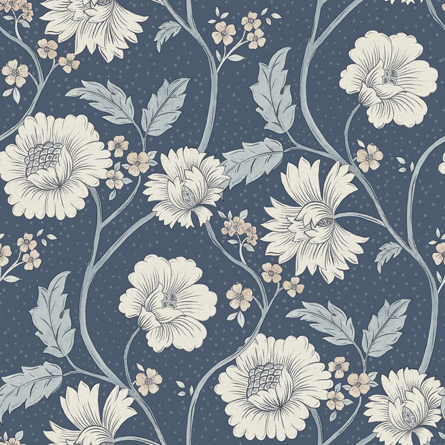 Purchase 4199-83710 Chesapeake Wallpaper, Hazel Navy Floral Trail - Modern Farmhouse
