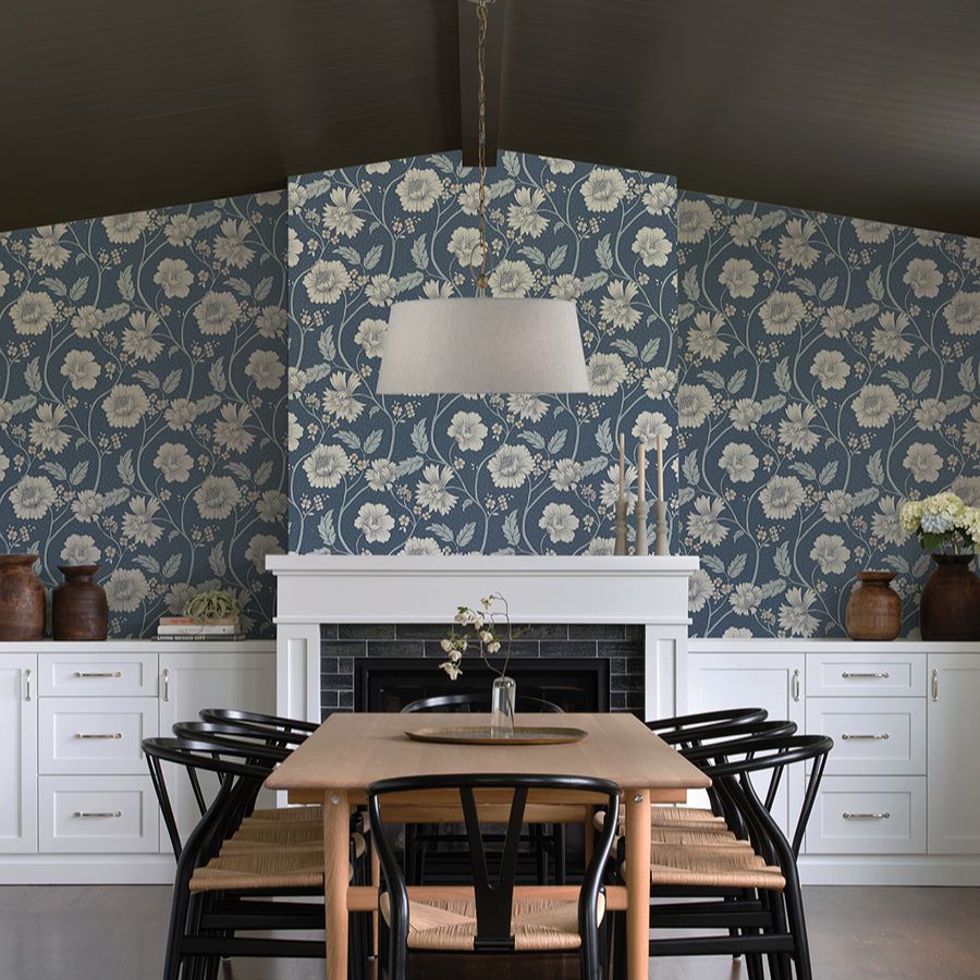 Purchase 4199-83710 Chesapeake Wallpaper, Hazel Navy Floral Trail - Modern Farmhouse1