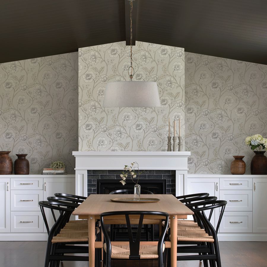 Purchase 4199-83711 Chesapeake Wallpaper, Hazel Grey Floral Trail - Modern Farmhouse1