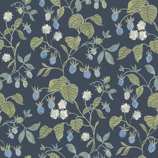 Purchase 4199-83714 Chesapeake Wallpaper, Mercy Navy Berry Vines - Modern Farmhouse