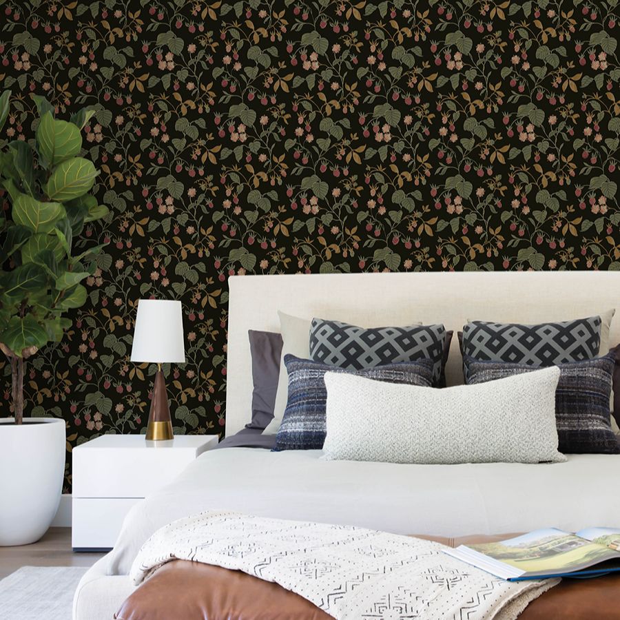 Purchase 4199-83718 Chesapeake Wallpaper, Mercy Black Berry Vines - Modern Farmhouse12