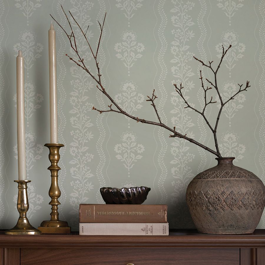 Purchase 4199-83722 Chesapeake Wallpaper, Lenea Aqua Floral Stripe - Modern Farmhouse1