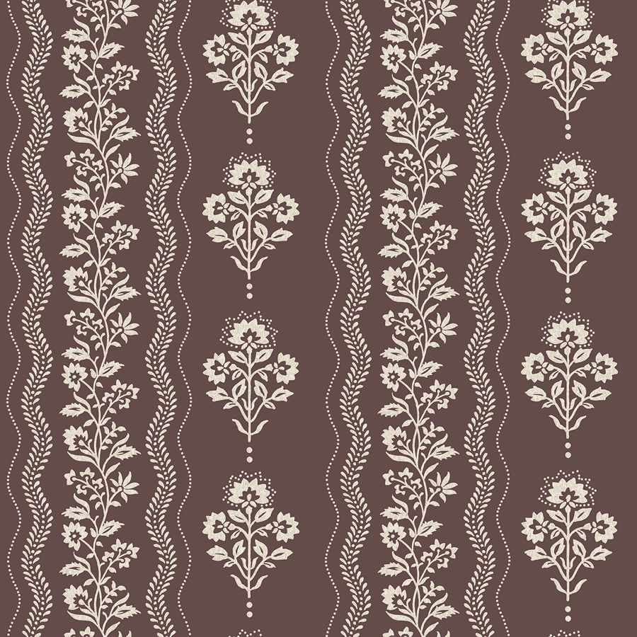 Purchase 4199-83723 Chesapeake Wallpaper, Lenea Burgundy Floral Stripe - Modern Farmhouse