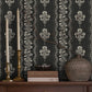 Purchase 4199-83724 Chesapeake Wallpaper, Lenea Black Floral Stripe - Modern Farmhouse1