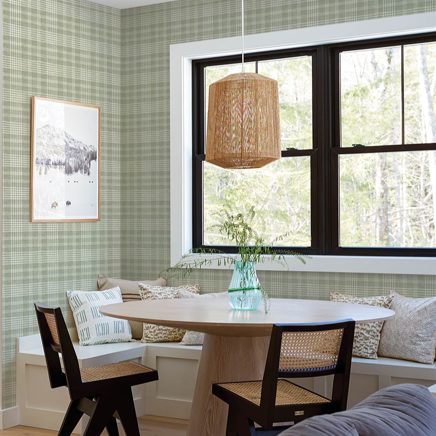 Purchase 4199-83732 Chesapeake Wallpaper, Perry Green Plaid - Modern Farmhouse1