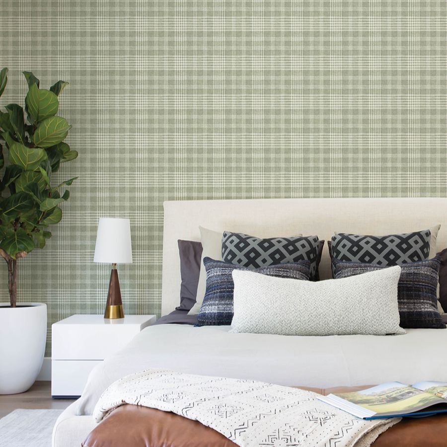 Purchase 4199-83732 Chesapeake Wallpaper, Perry Green Plaid - Modern Farmhouse12
