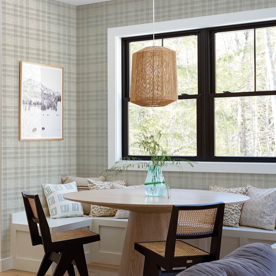 Purchase 4199-83733 Chesapeake Wallpaper, Perry Grey Plaid - Modern Farmhouse1