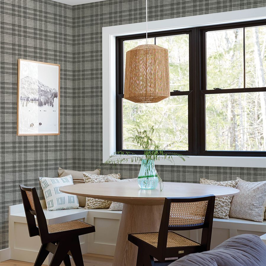 Purchase 4199-83734 Chesapeake Wallpaper, Perry Black Plaid - Modern Farmhouse1