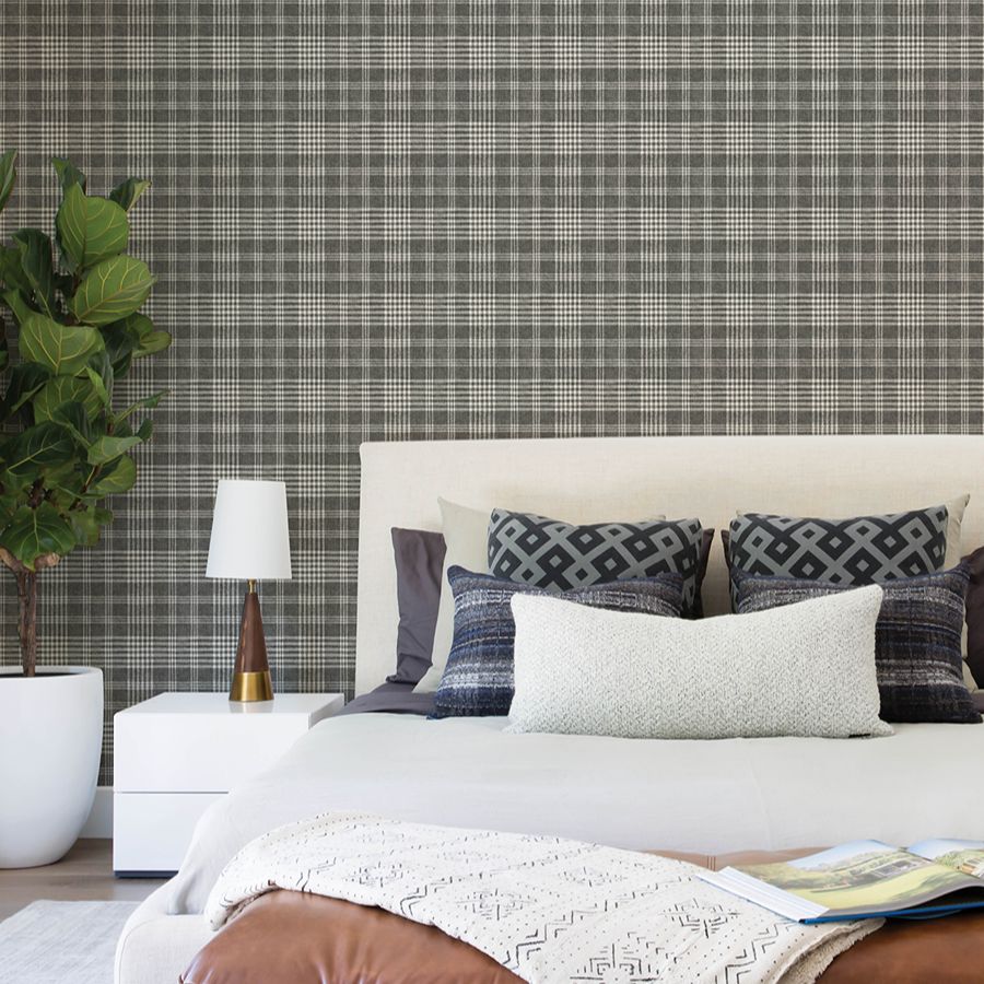 Purchase 4199-83734 Chesapeake Wallpaper, Perry Black Plaid - Modern Farmhouse12