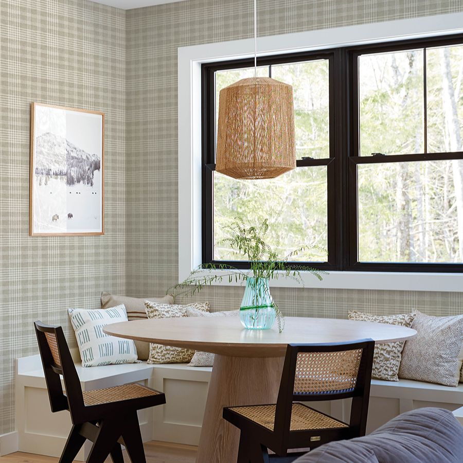 Purchase 4199-83735 Chesapeake Wallpaper, Perry Taupe Plaid - Modern Farmhouse1