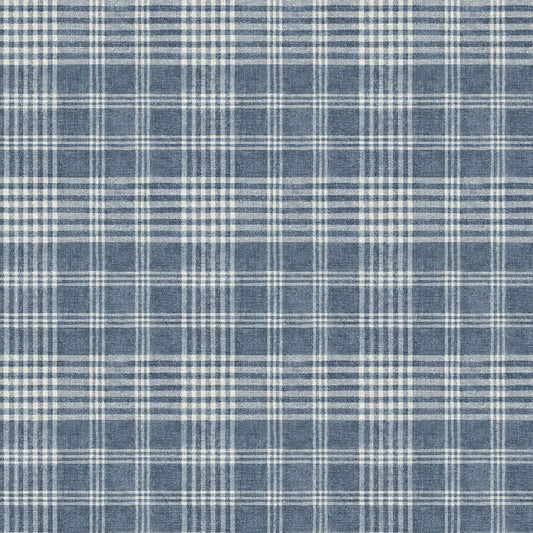 Purchase 4199-83736 Chesapeake Wallpaper, Perry Dark Blue Plaid - Modern Farmhouse