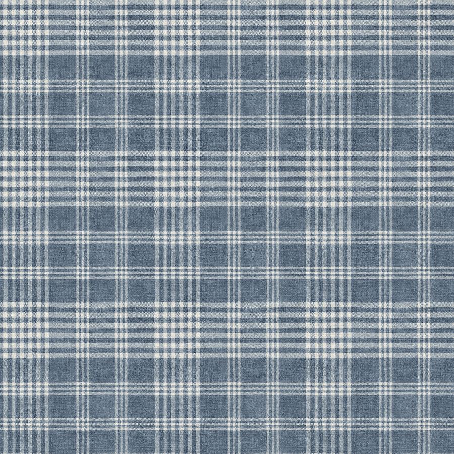 Purchase 4199-83736 Chesapeake Wallpaper, Perry Dark Blue Plaid - Modern Farmhouse