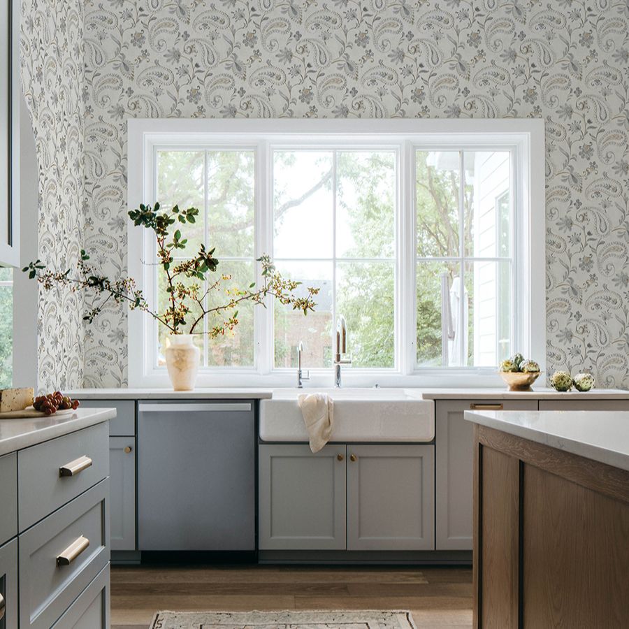 Purchase 4199-83745 Chesapeake Wallpaper, Darlene Slate Jacobean - Modern Farmhouse1