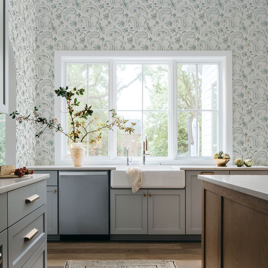 Purchase 4199-83746 Chesapeake Wallpaper, Darlene Aqua Jacobean - Modern Farmhouse1