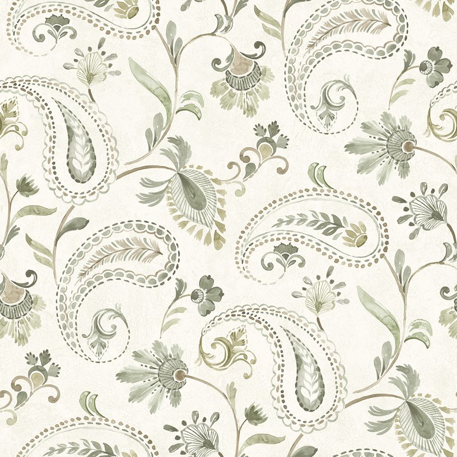 Purchase 4199-83747 Chesapeake Wallpaper, Darlene Green Jacobean - Modern Farmhouse