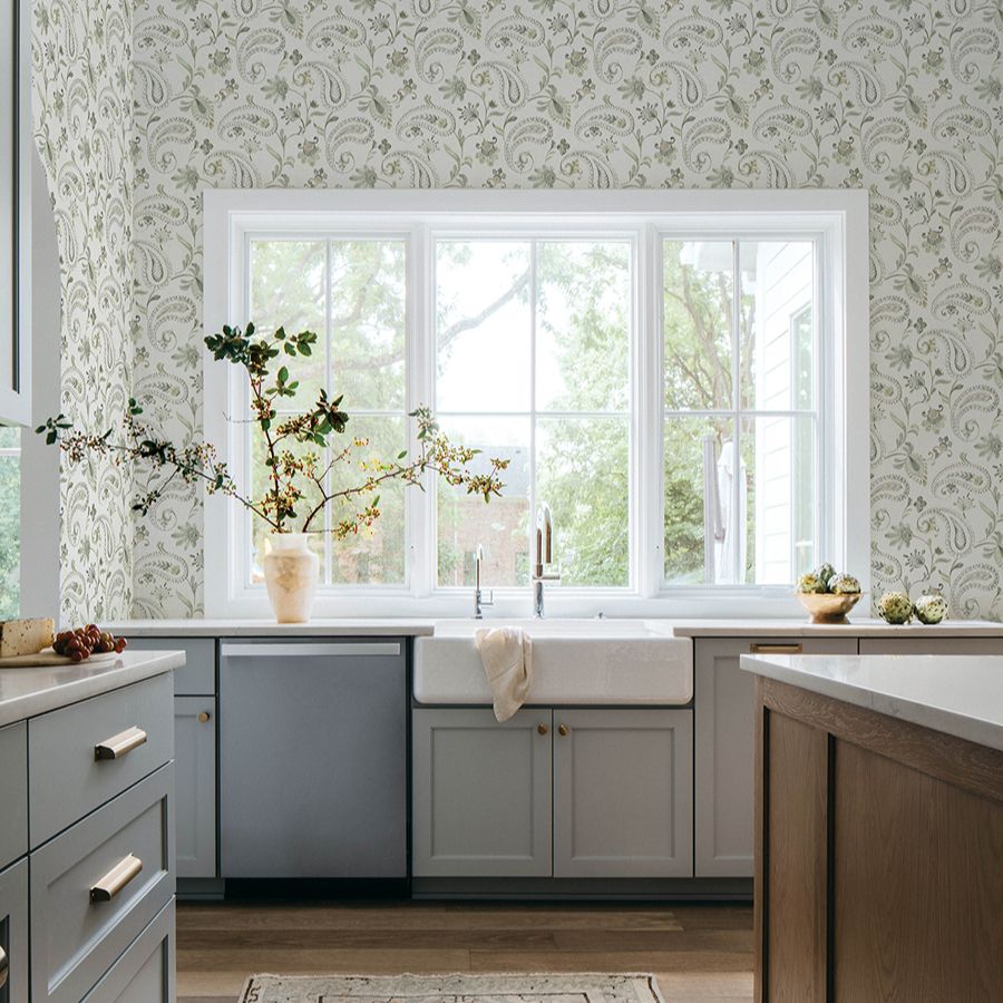 Purchase 4199-83747 Chesapeake Wallpaper, Darlene Green Jacobean - Modern Farmhouse1