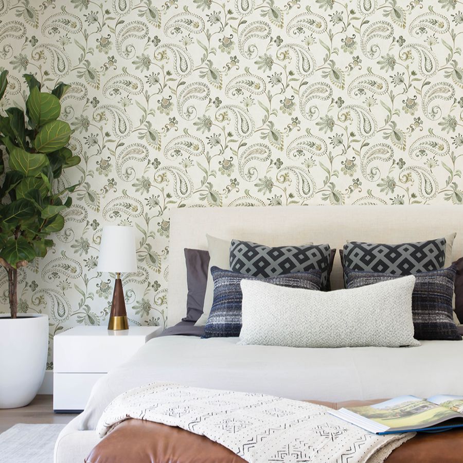 Purchase 4199-83747 Chesapeake Wallpaper, Darlene Green Jacobean - Modern Farmhouse12
