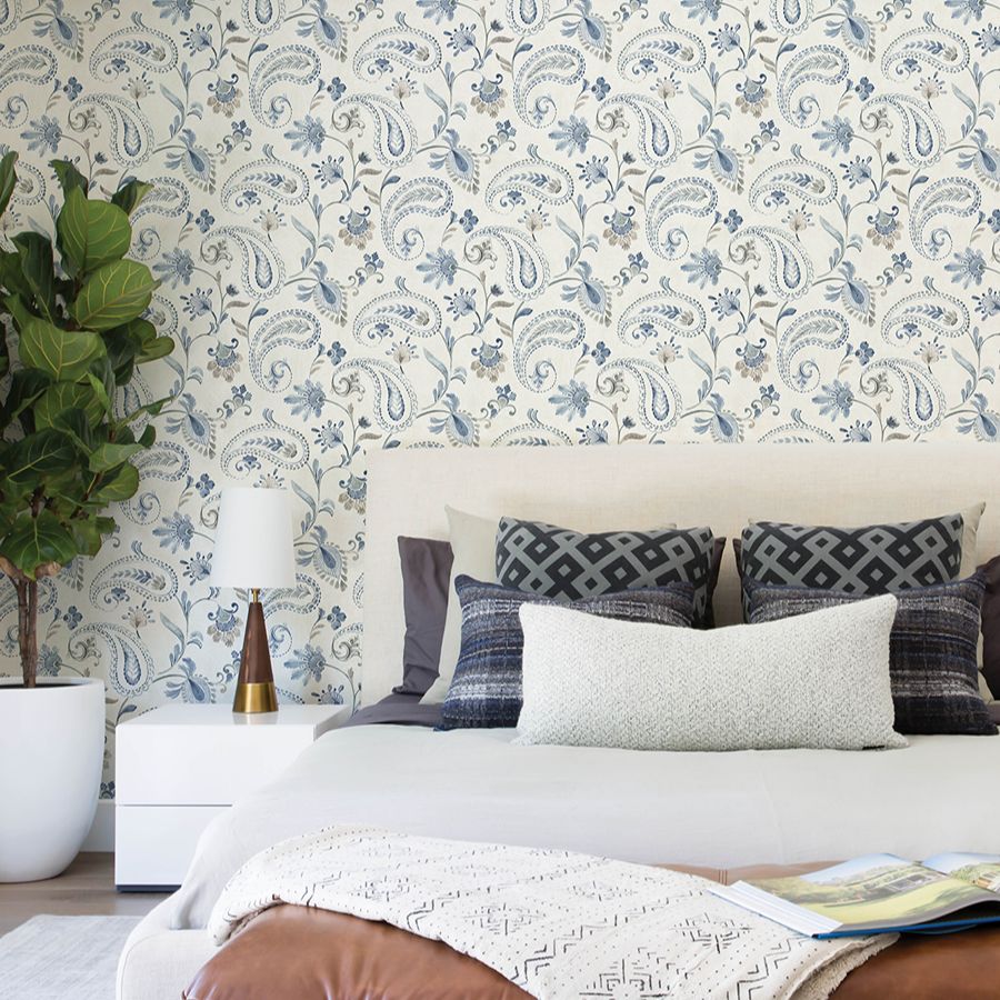 Purchase 4199-83748 Chesapeake Wallpaper, Darlene Blue Jacobean - Modern Farmhouse12
