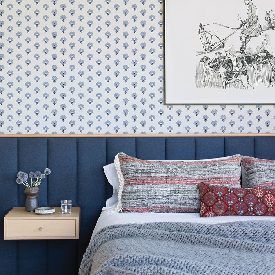 Purchase 4199-83751 Chesapeake Wallpaper, Hilda Blue Floral Medallion - Modern Farmhouse1