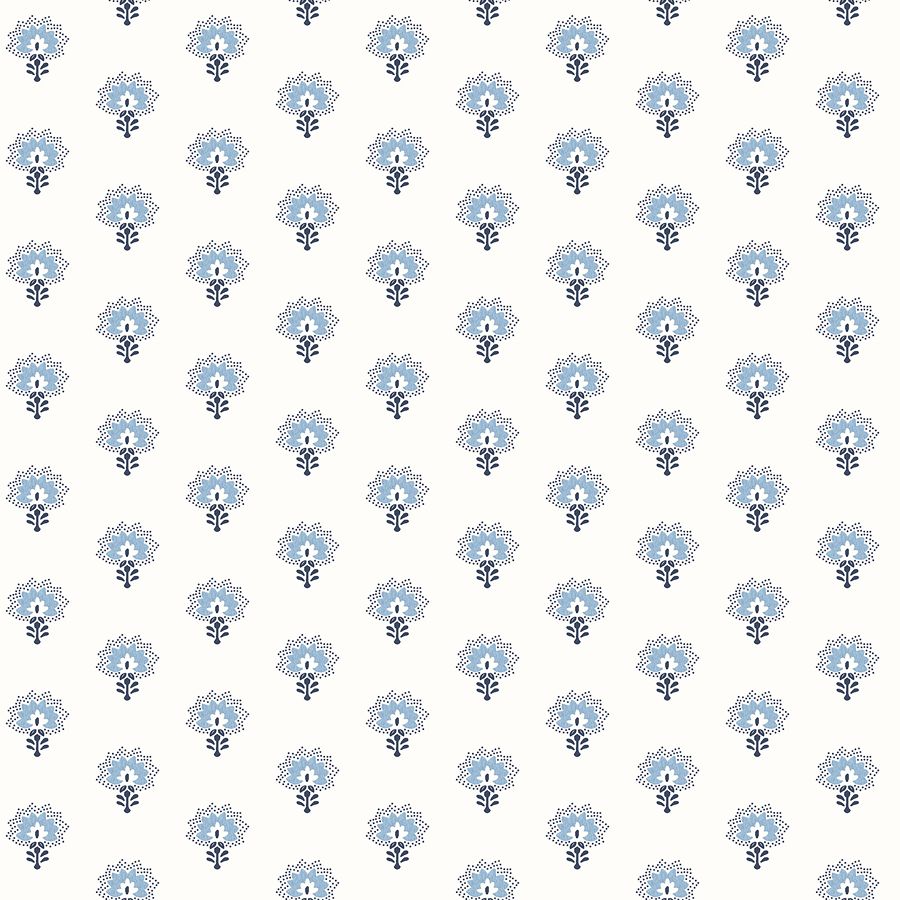 Purchase 4199-83751 Chesapeake Wallpaper, Hilda Blue Floral Medallion - Modern Farmhouse