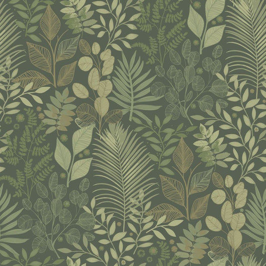 Purchase 4201-20103 A-Street Wallpaper, Ängslycka Dark Green Forest Botanicals - Savanna