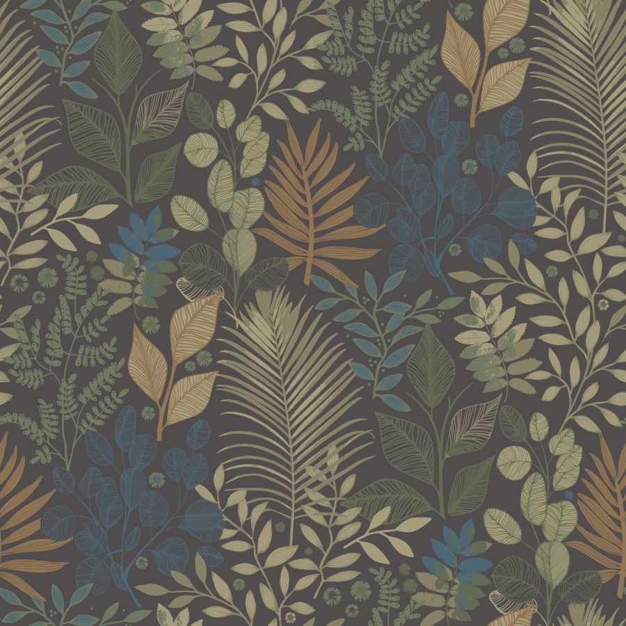 Purchase 4201-20105 A-Street Wallpaper, Ängslycka Charcoal Forest Botanicals - Savanna