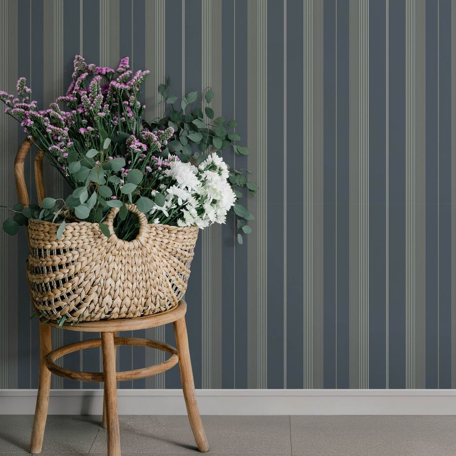 Purchase 4201-20120 A-Street Wallpaper, Herrgård Navy Stripe - Savanna12