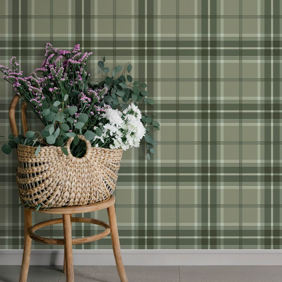 Purchase 4201-20131 A-Street Wallpaper, Emma Evergreen Plaid - Savanna12