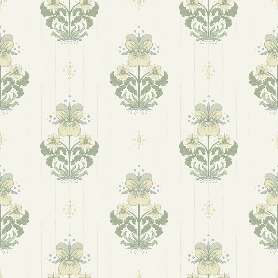 Purchase 4201-48005 A-Street Wallpaper, Gullvie White Pansies - Savanna