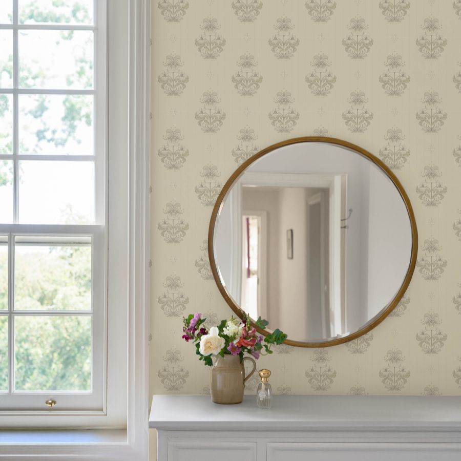 Purchase 4201-48006 A-Street Wallpaper, Gullvie Cream Pansies - Savanna1