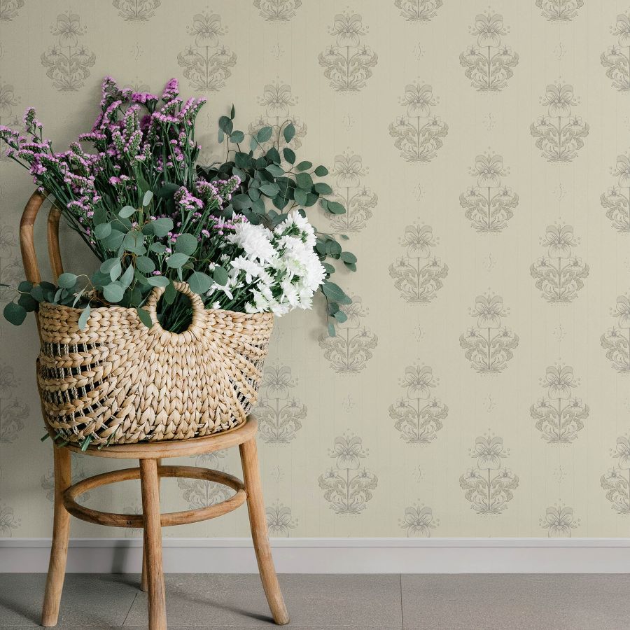 Purchase 4201-48006 A-Street Wallpaper, Gullvie Cream Pansies - Savanna12