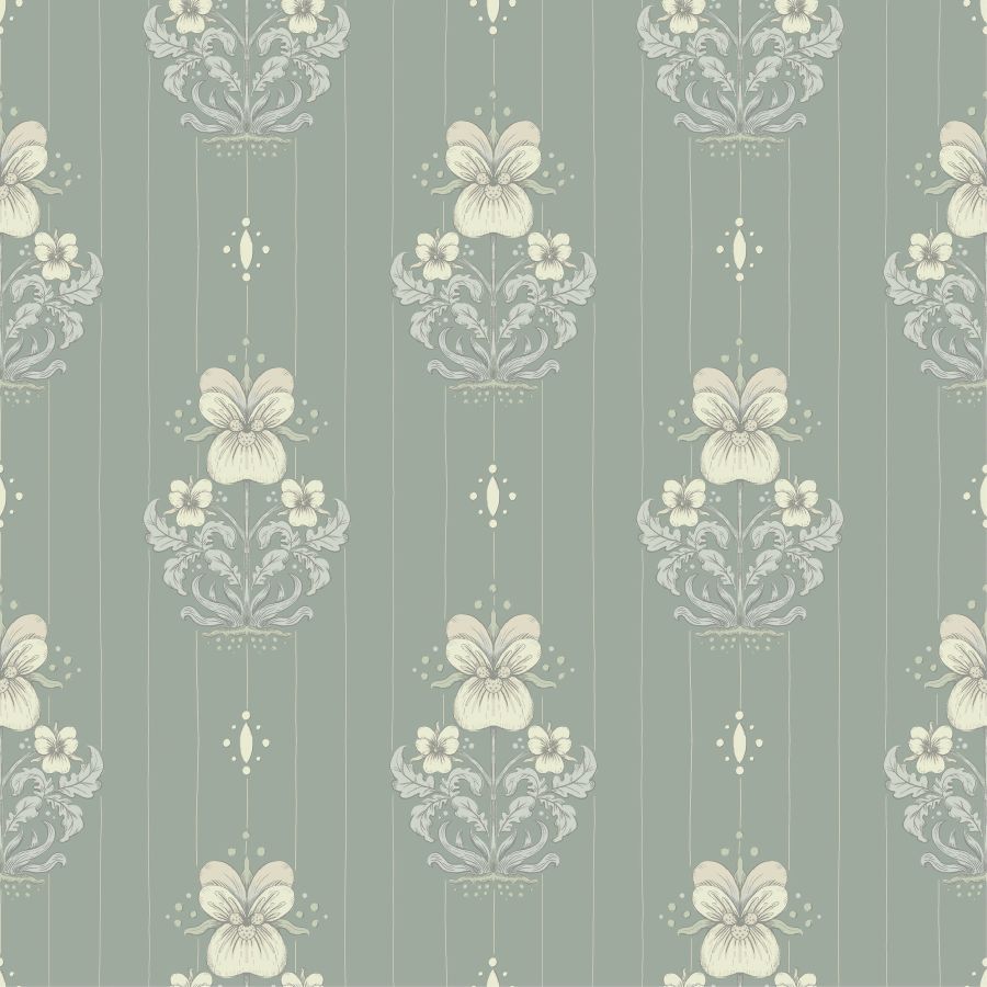 Purchase 4201-48007 A-Street Wallpaper, Gullvie Seafoam Pansies - Savanna