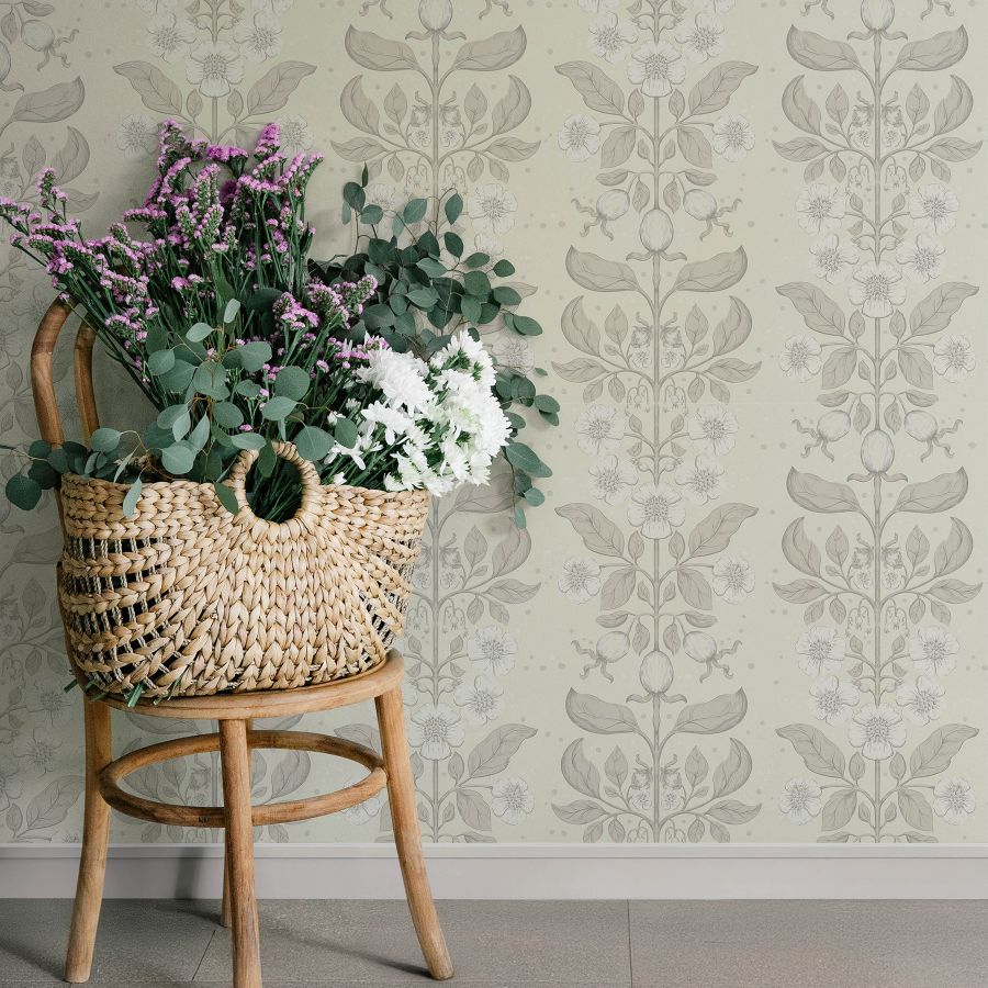 Purchase 4201-48009 A-Street Wallpaper, Rosa Cream Floral Columns - Savanna12