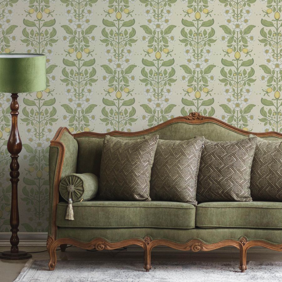 Purchase 4201-48010 A-Street Wallpaper, Rosa Green Floral Columns - Savanna1