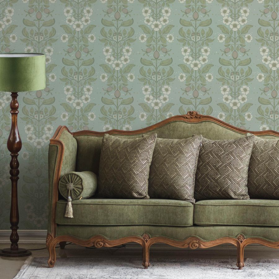 Purchase 4201-48011 A-Street Wallpaper, Rosa Sky Blue Floral Columns - Savanna1